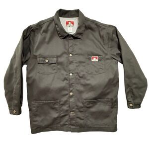 Ben Davis Hickory Railroad Stripe Black Canvas Work Chore Coat Jacket Men XL